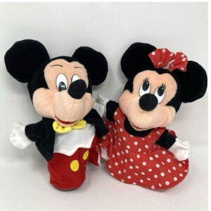 Walt Disney Mickey and Minnie Mouse Hand Puppets By Mattel 11" Vintage 1993